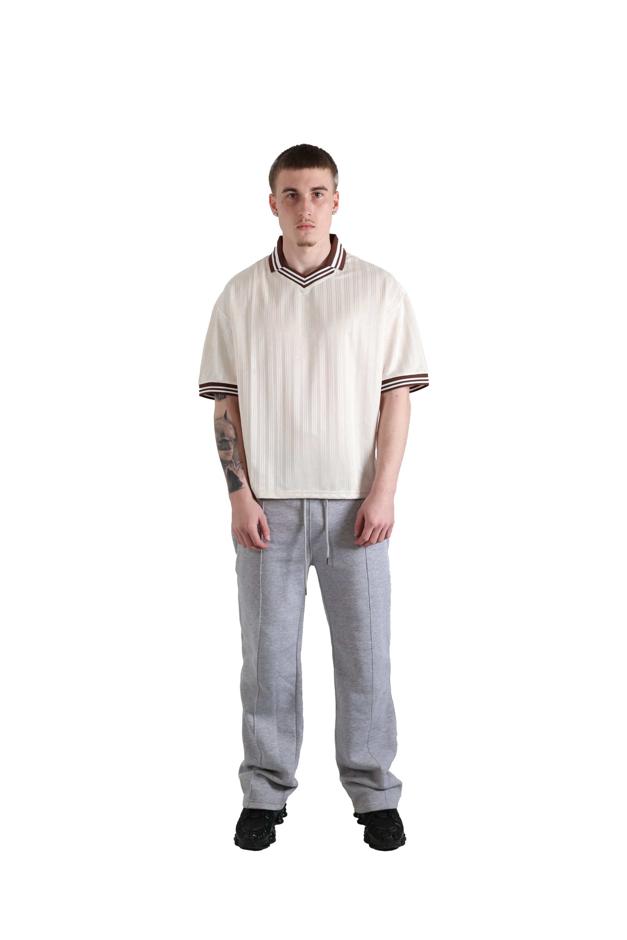 Beige Stripe Jersey 150gsm