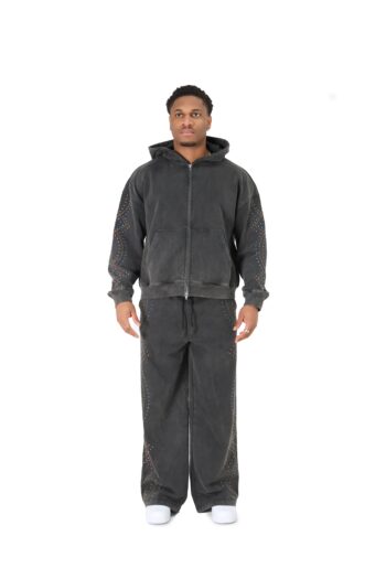 Stonewash Oversized Cropped Rhinestone Hoodies alt